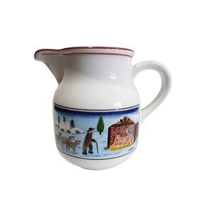 Villeroy & Boch Naif Christmas Creamer Porcelain Folk Art Village Snow Scene